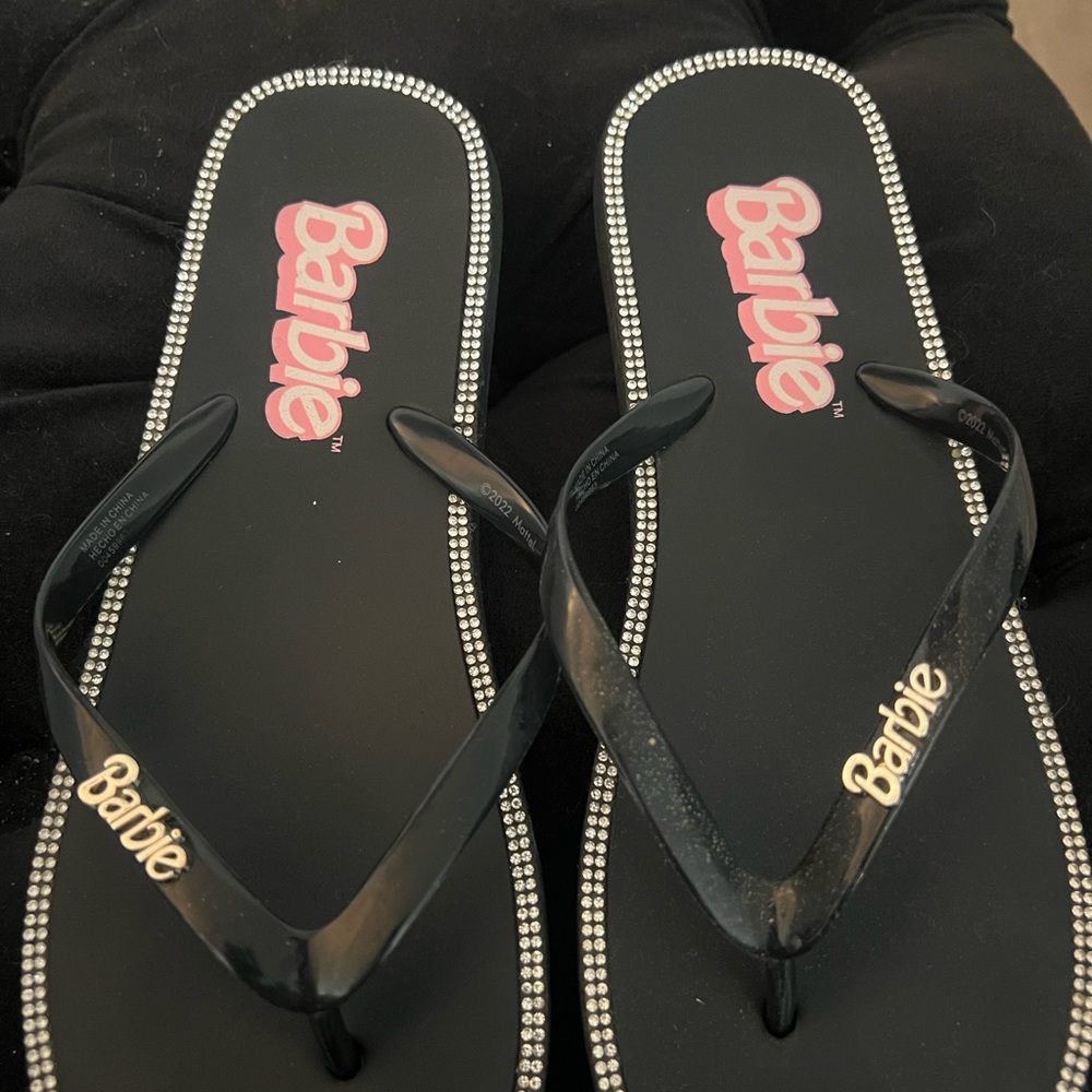 Black Barbie flip flops